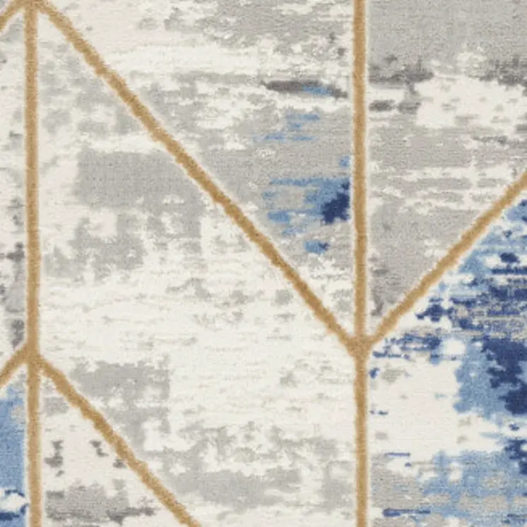 5' X 7' Ivory Blue and Gray Abstract Non Skid Area Rug