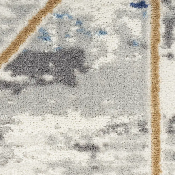 5' X 7' Ivory Blue and Gray Abstract Non Skid Area Rug