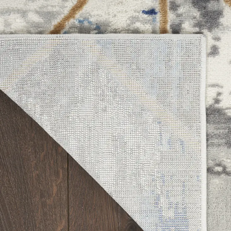 5' X 7' Ivory Blue and Gray Abstract Non Skid Area Rug