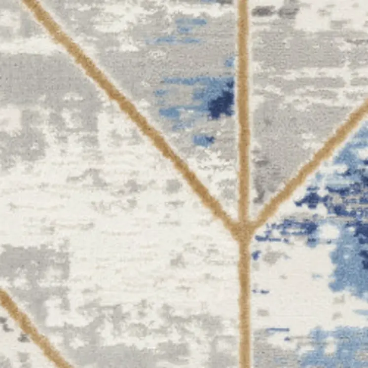 5' X 7' Ivory Blue and Gray Abstract Non Skid Area Rug