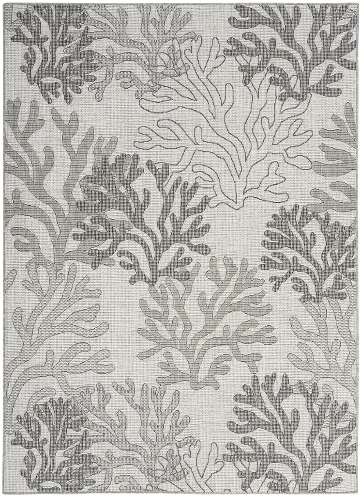 6' X 9' Gray Black And Ivory Nautical Indoor Outdoor Area Rug
