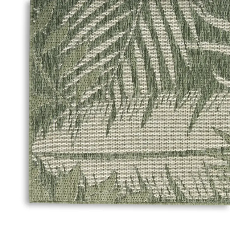 6' X 9' Green And Ivory Palm Leaf Indoor Outdoor Area Rug