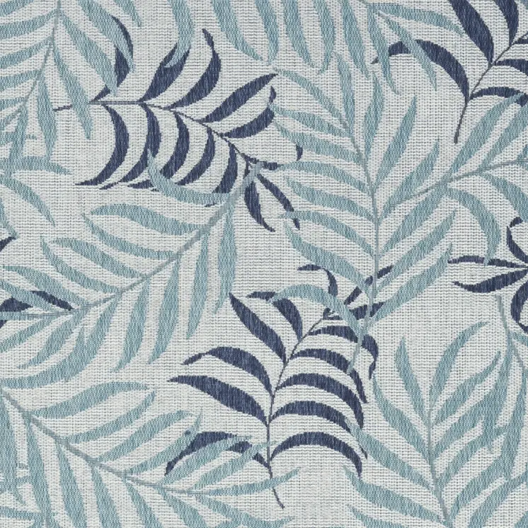 6' X 9' Sky Blue And Blue Palm Leaf Indoor Outdoor Area Rug