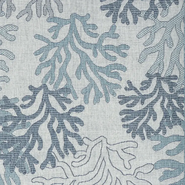 6' X 9' Navy Blue Sky Blue And Ivory Nautical Indoor Outdoor Area Rug