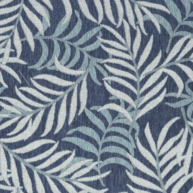 6' X 9' Navy Blue And Ivory Palm Leaf Indoor Outdoor Area Rug