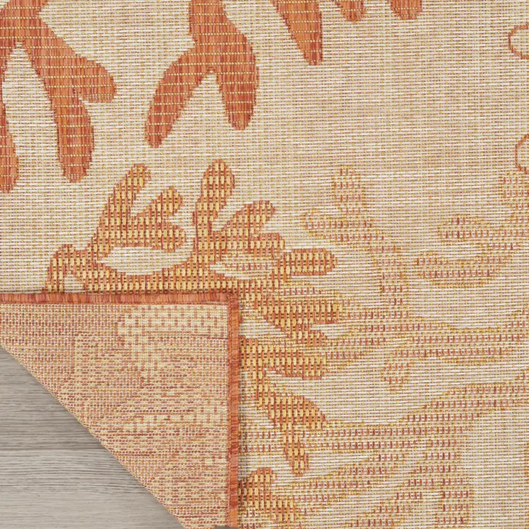 6' X 9' Orange And Ivory Nautical Indoor Outdoor Area Rug