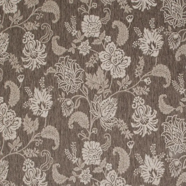 8' X 10' Brown And Ivory Floral Indoor Outdoor Area Rug