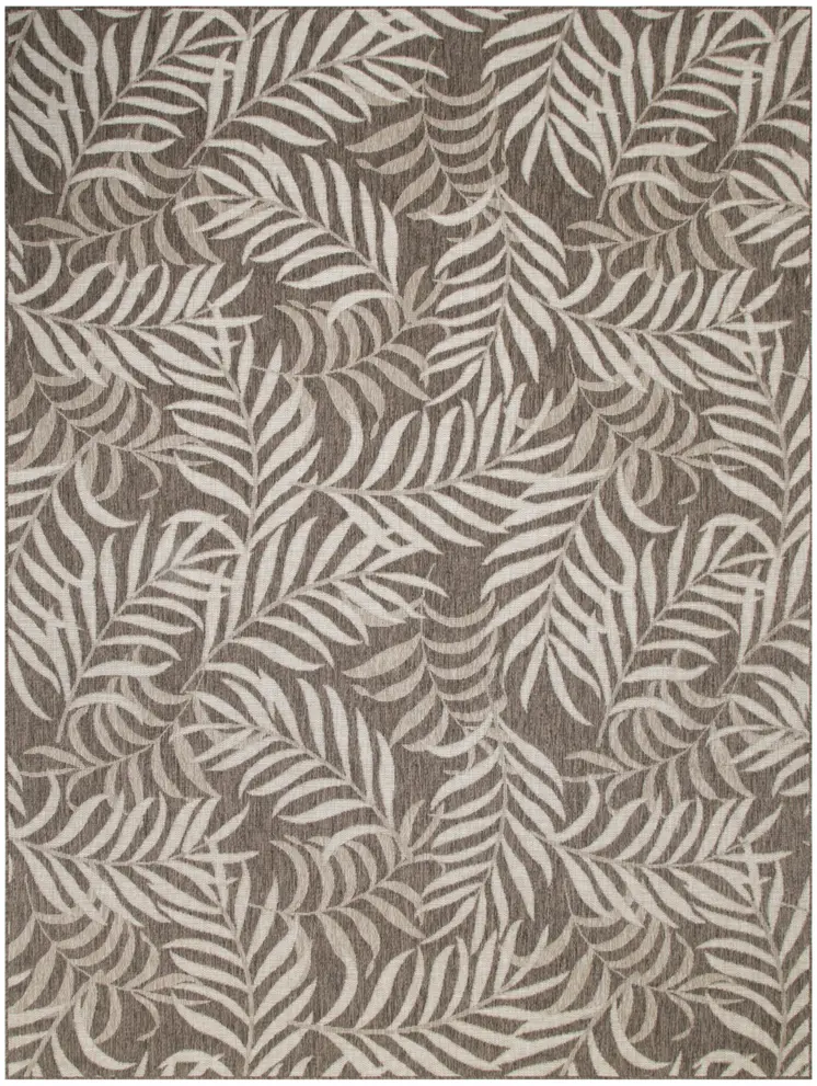 8' X 10' Brown And Ivory Palm Leaf Indoor Outdoor Area Rug