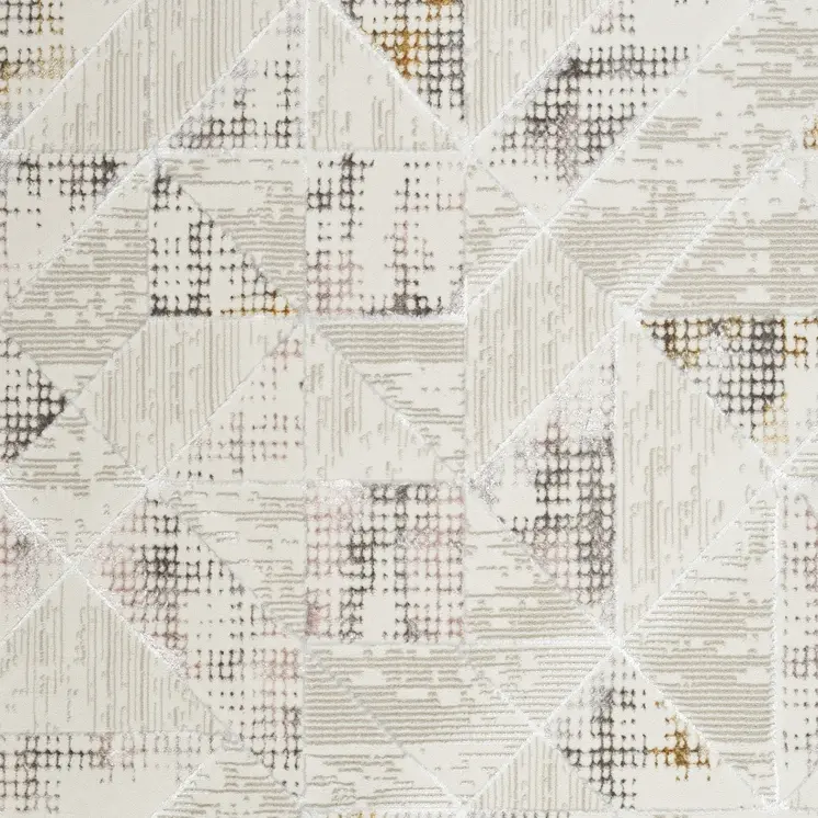 5' X 7' Beige Ivory and Gray Geometric Non Skid Area Rug