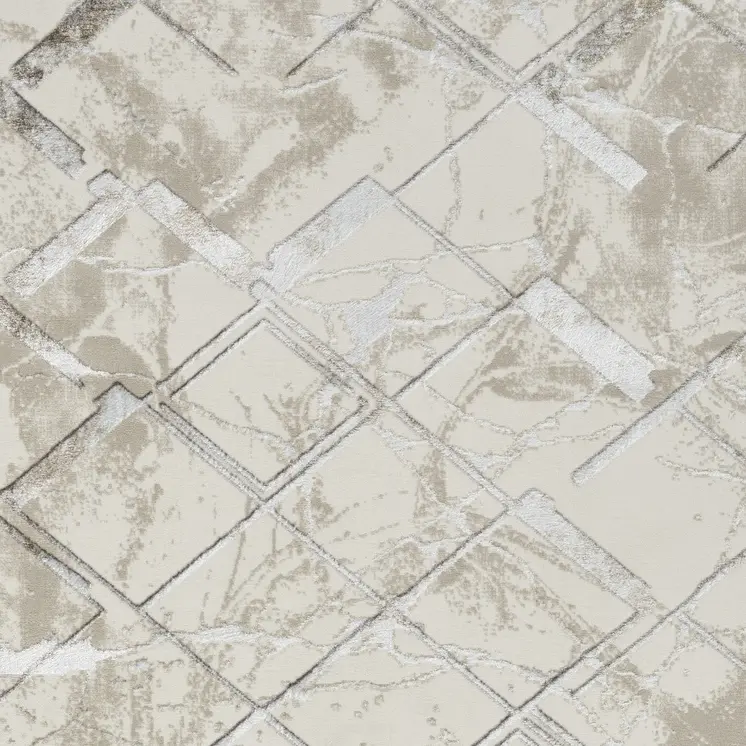 5' X 7' Beige and Ivory Geometric Non Skid Area Rug