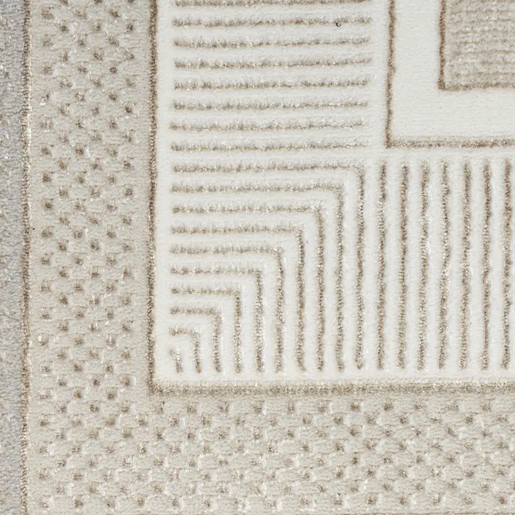 5' X 7' Beige and Ivory Geometric Non Skid Area Rug