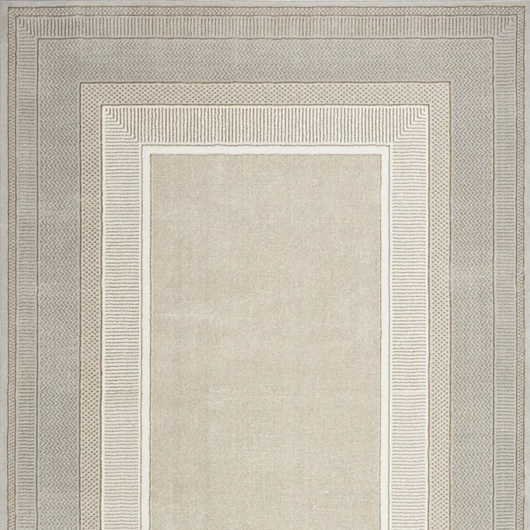 5' X 7' Beige and Ivory Geometric Non Skid Area Rug