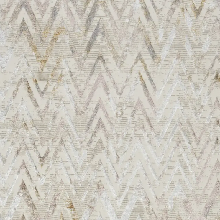 5' X 7' Beige Blue and Ivory Chevron Distressed Non Skid Area Rug