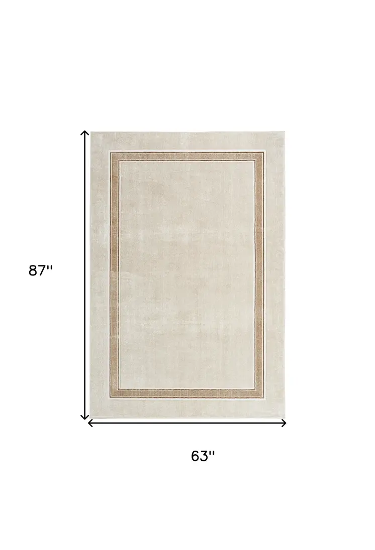 5' X 7' Ivory and Brown Geometric Non Skid Area Rug