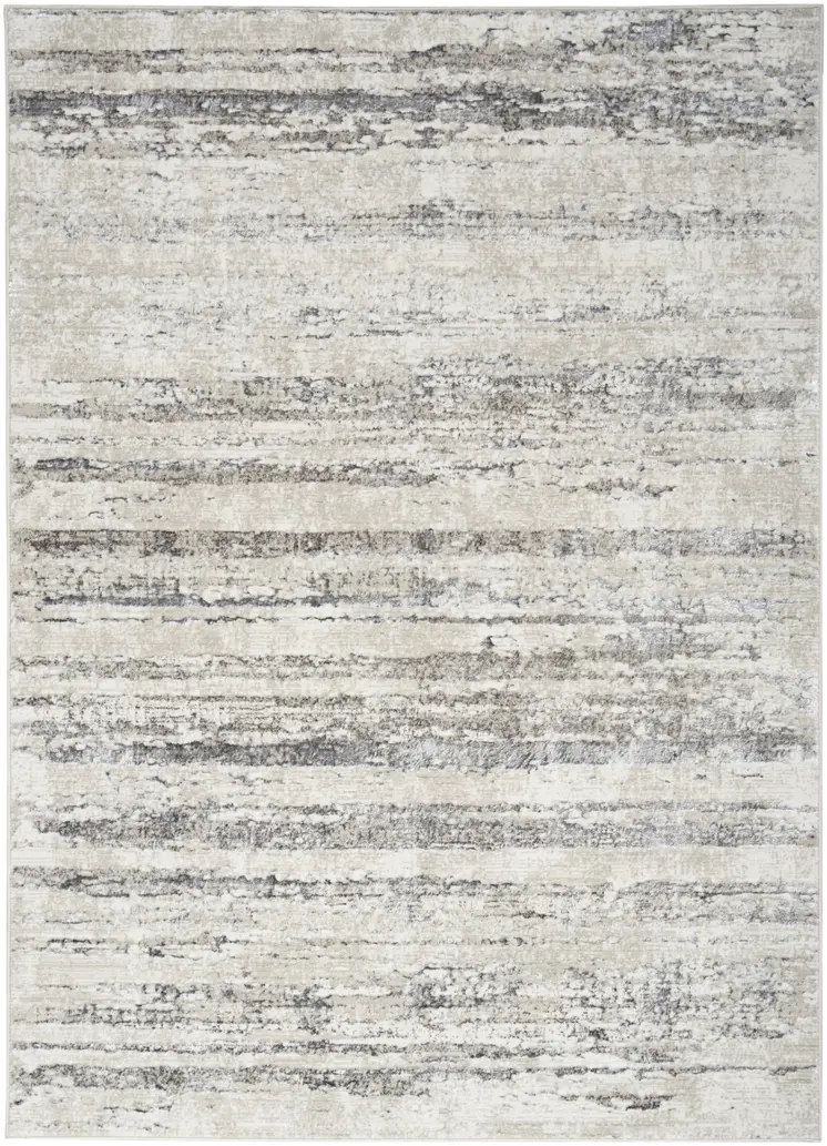 5' X 7' Cream and Gray Abstract Non Skid Area Rug