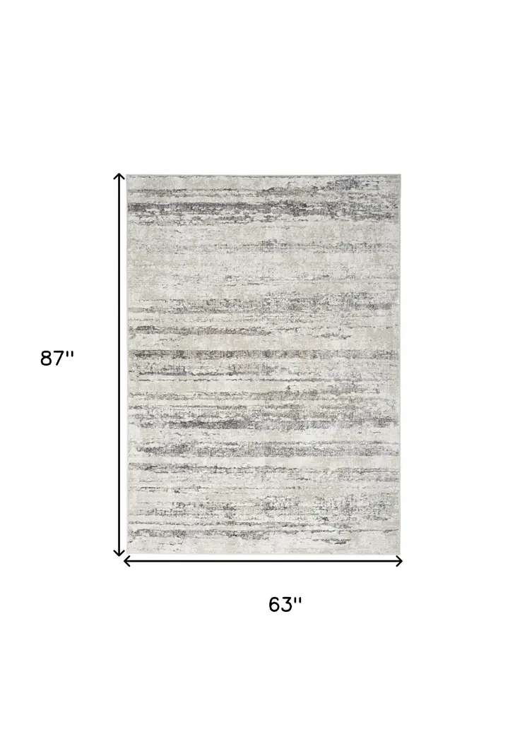 5' X 7' Cream and Gray Abstract Non Skid Area Rug