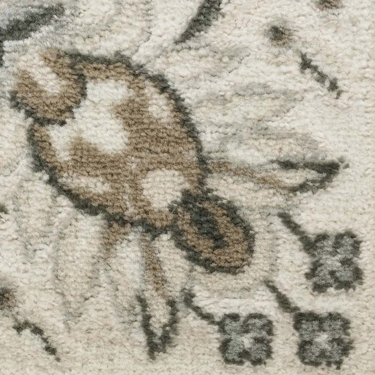 5' X 7' Cream and Gray Abstract Non Skid Area Rug