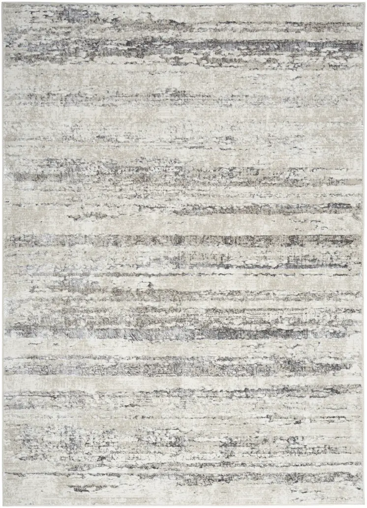 5' X 7' Cream and Gray Abstract Non Skid Area Rug