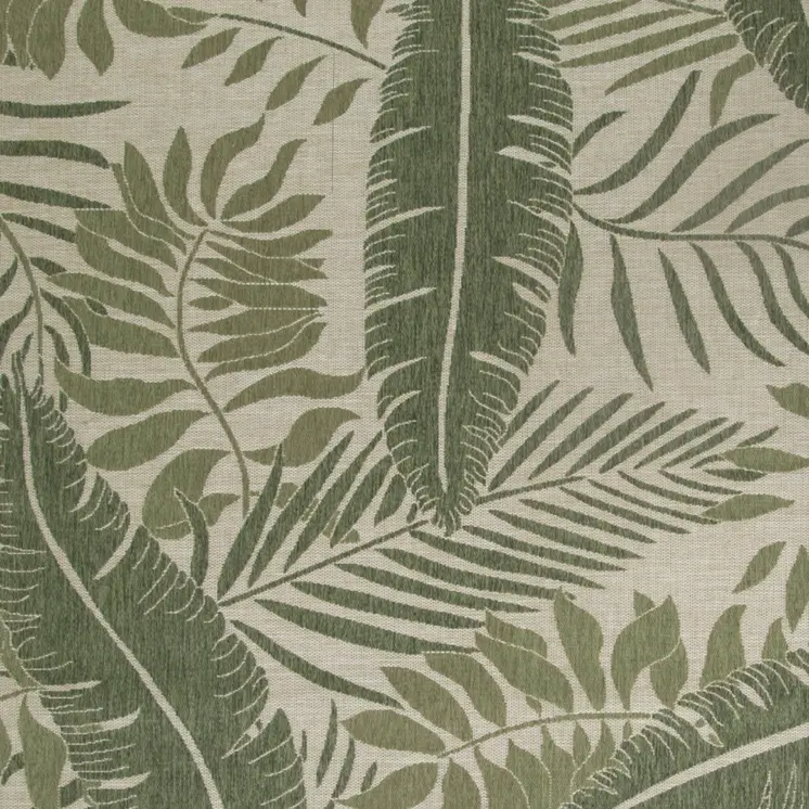 8' X 10' Ivory And Green Palm Leaf Indoor Outdoor Area Rug