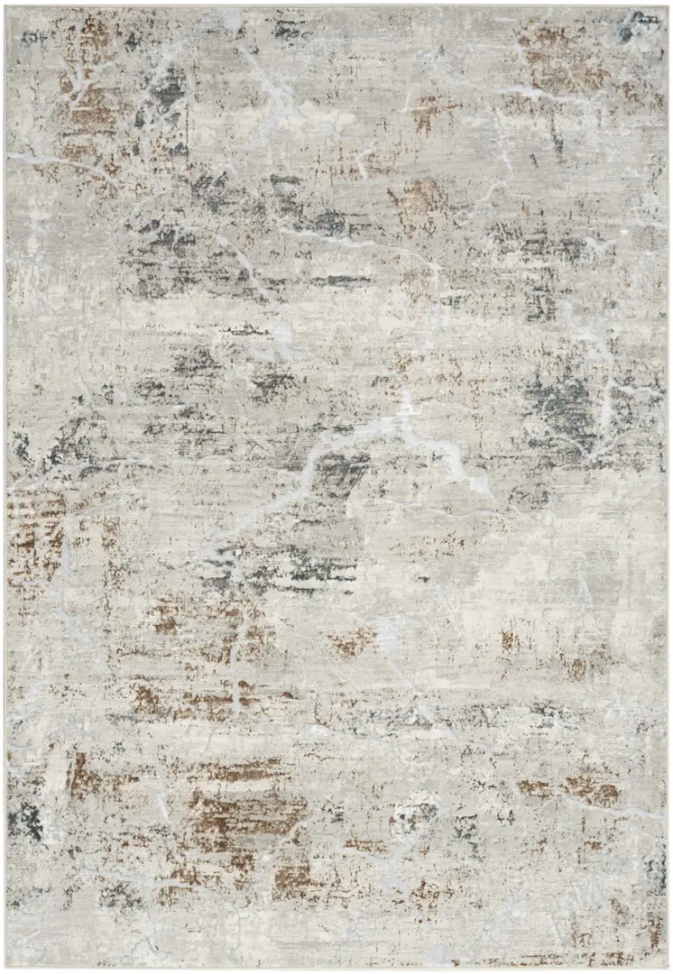5' X 7' Ivory Gray and Brown Abstract Non Skid Area Rug