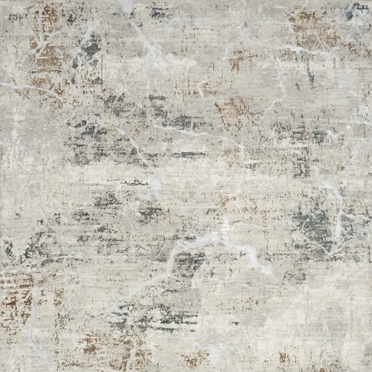 5' X 7' Ivory Gray and Brown Abstract Non Skid Area Rug