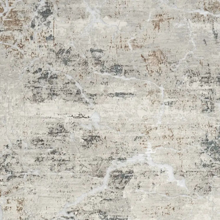 5' X 7' Ivory Gray and Brown Abstract Non Skid Area Rug