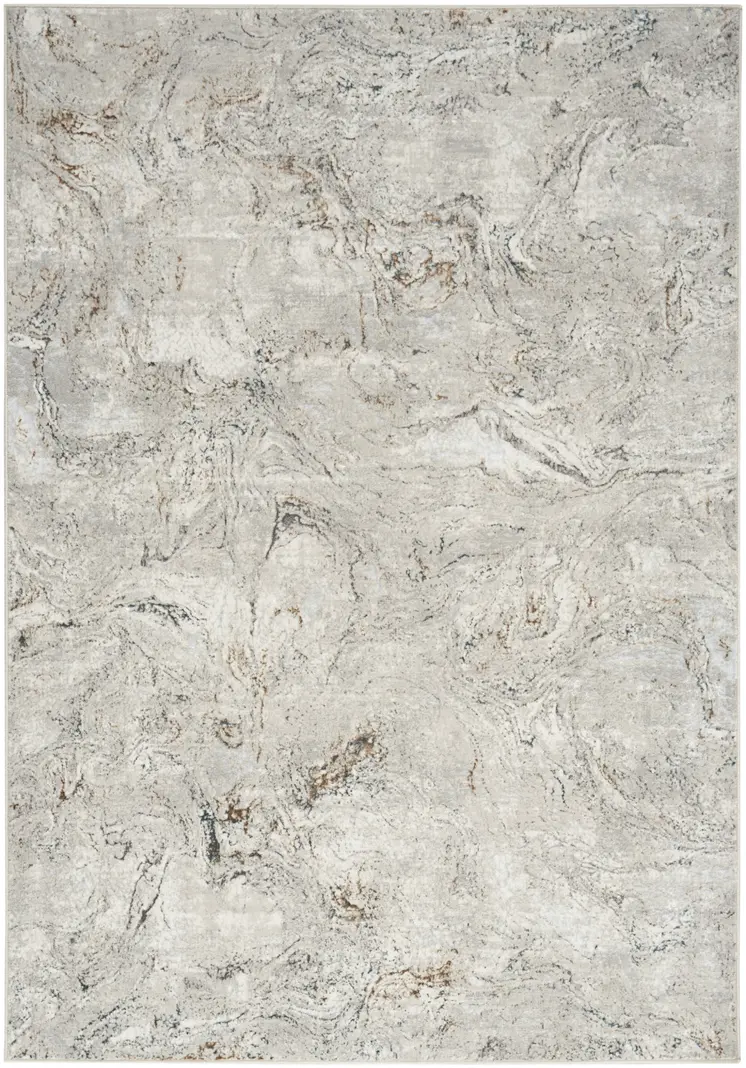 5' X 7' Ivory Gray and Brown Abstract Non Skid Area Rug