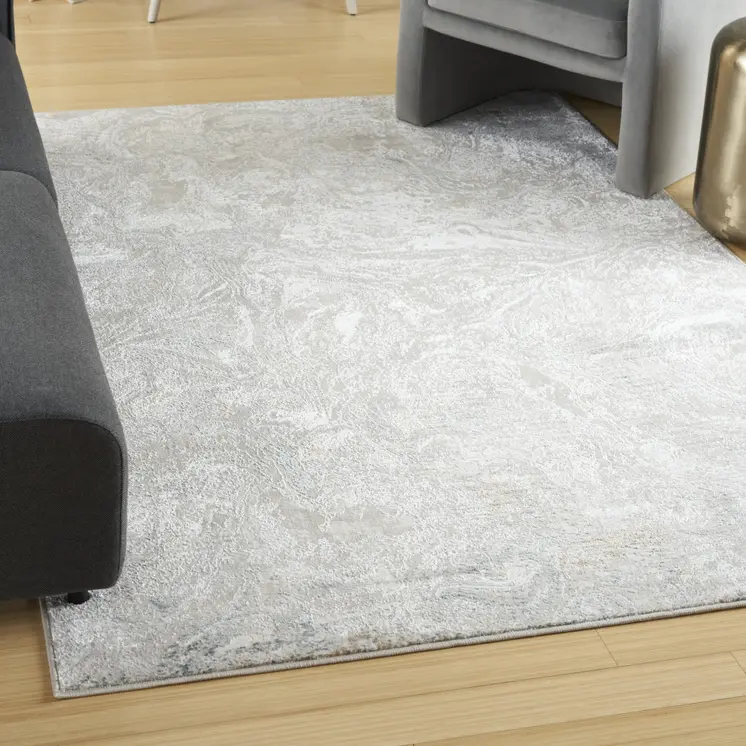 5' X 7' Ivory Gray and Brown Abstract Non Skid Area Rug