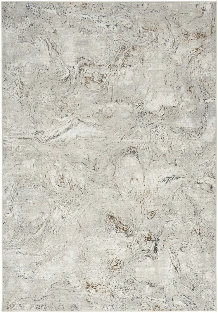 5' X 7' Ivory Gray and Brown Abstract Non Skid Area Rug