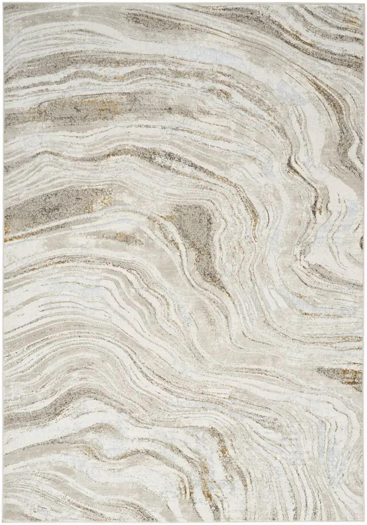 5' X 7' Gold Gray and Ivory Abstract Non Skid Area Rug