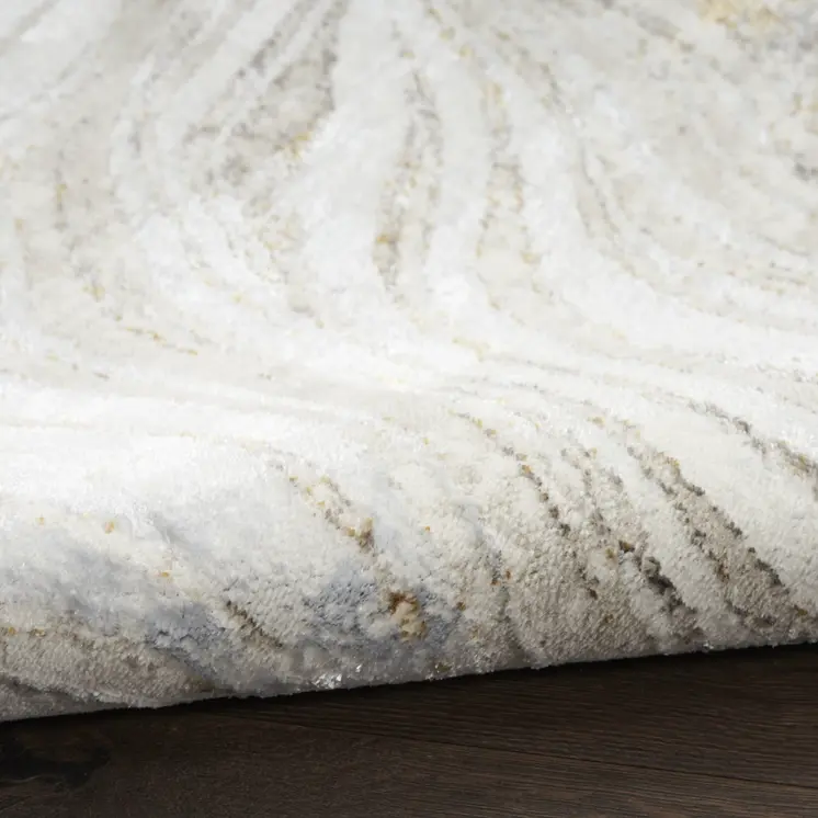 5' X 7' Gold Gray and Ivory Abstract Non Skid Area Rug