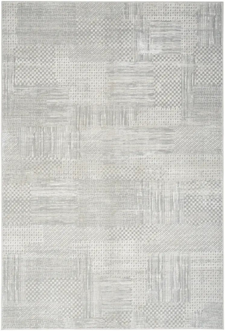5' X 7' Silver and Gray Abstract Non Skid Area Rug