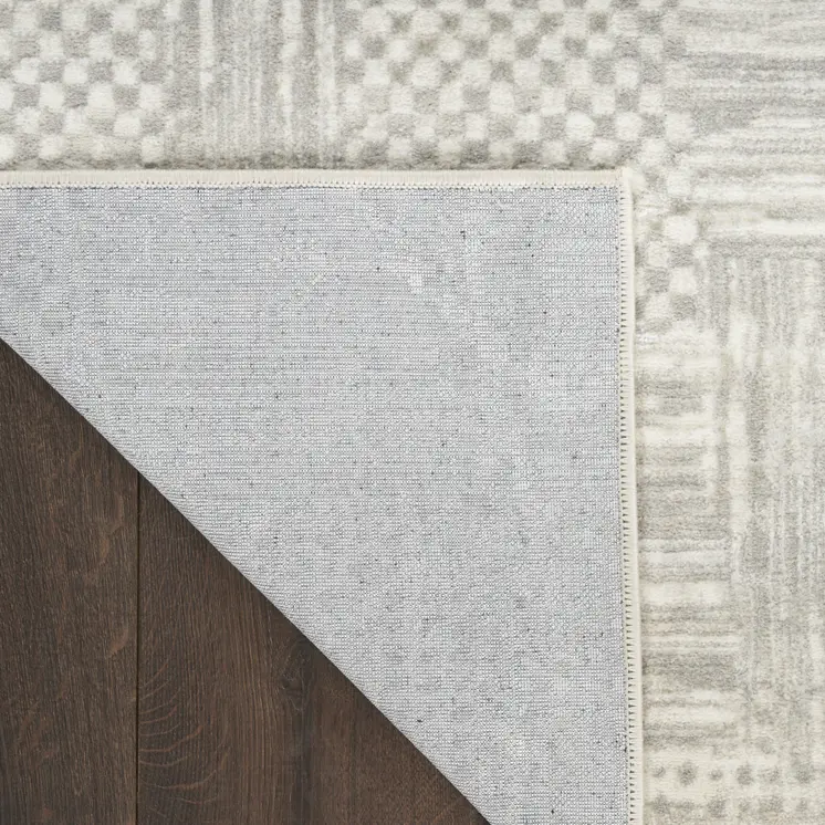 5' X 7' Silver and Gray Abstract Non Skid Area Rug