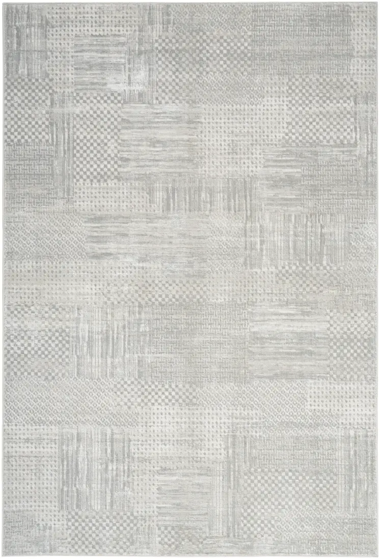 5' X 7' Silver and Gray Abstract Non Skid Area Rug