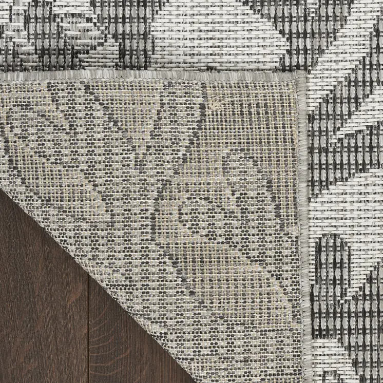 8' X 10' Gray Black And Ivory Nautical Indoor Outdoor Area Rug