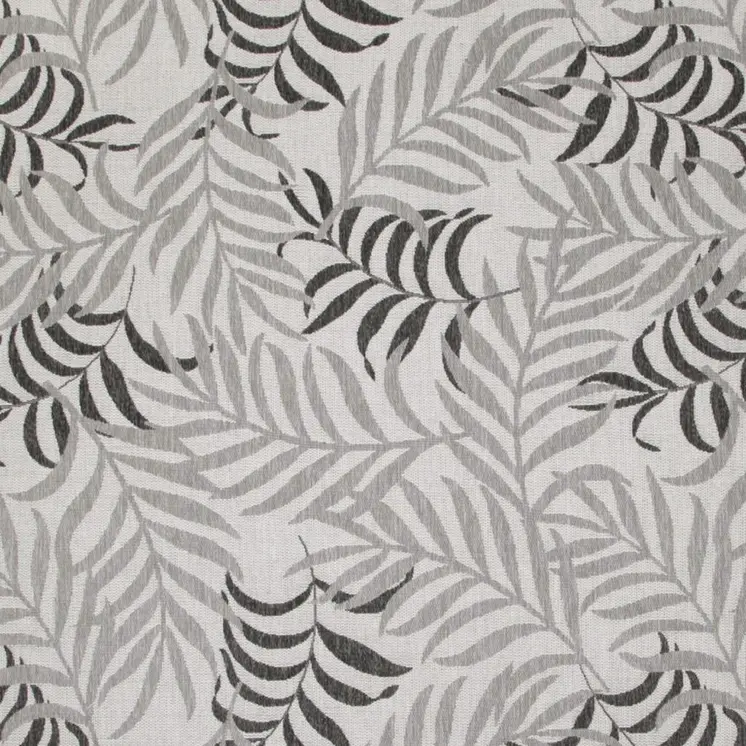 8' X 10' Gray Black And Ivory Palm Leaf Indoor Outdoor Area Rug