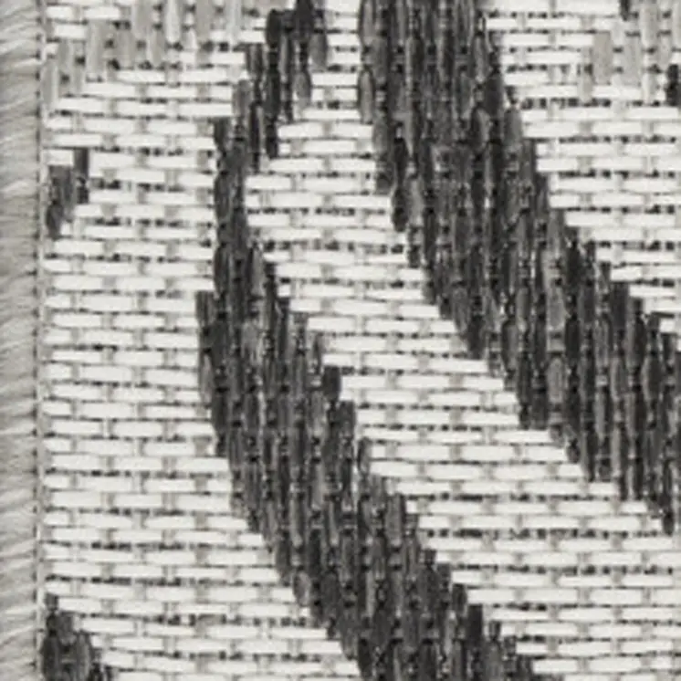 8' X 10' Gray Black And Ivory Palm Leaf Indoor Outdoor Area Rug