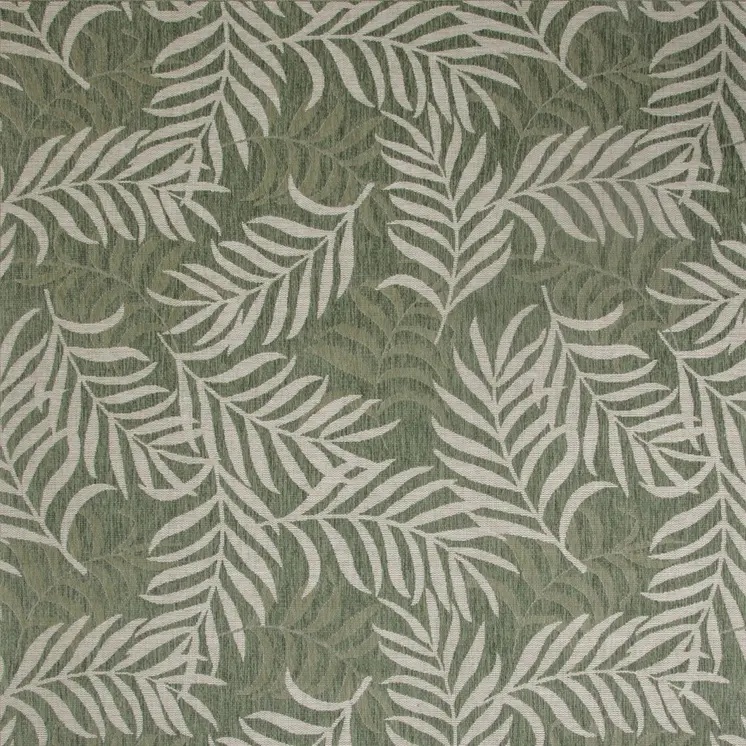 8' X 10' Ivory And Green Palm Leaf Indoor Outdoor Area Rug