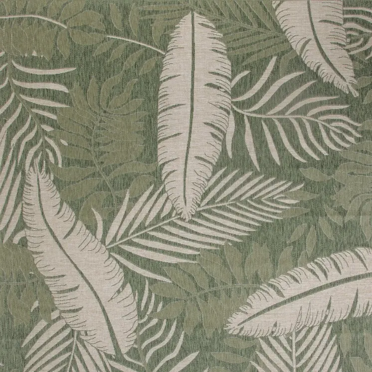 8' X 10' Ivory And Green Palm Leaf Indoor Outdoor Area Rug