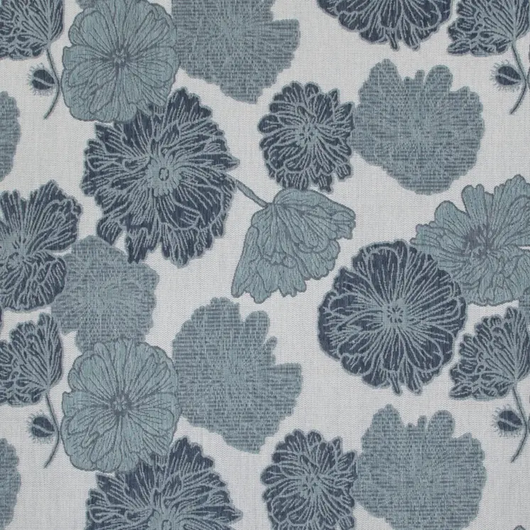 8' X 10' Navy Blue Sky Blue And Ivory Floral Indoor Outdoor Area Rug