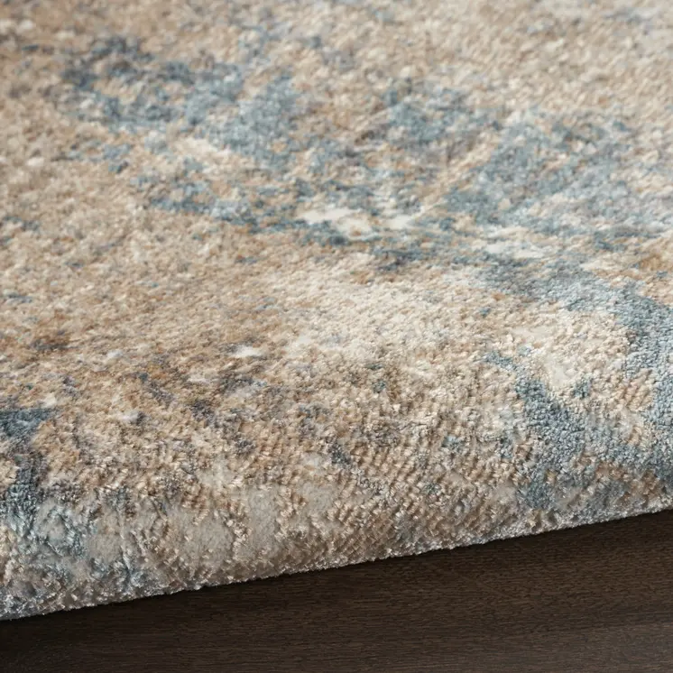 5' X 7' Ivory Black and Taupe Abstract Distressed Non Skid Area Rug