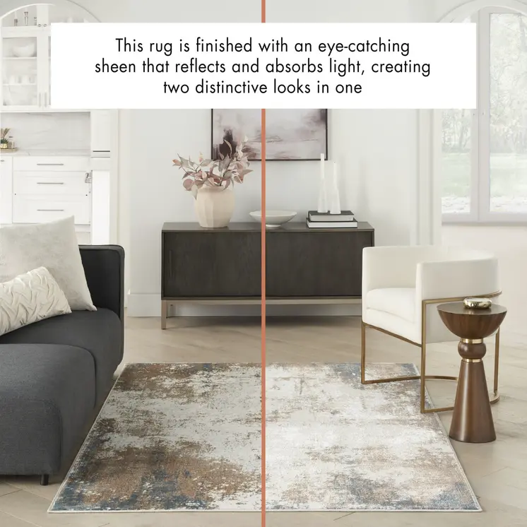 5' X 7' Ivory Black and Taupe Abstract Distressed Non Skid Area Rug