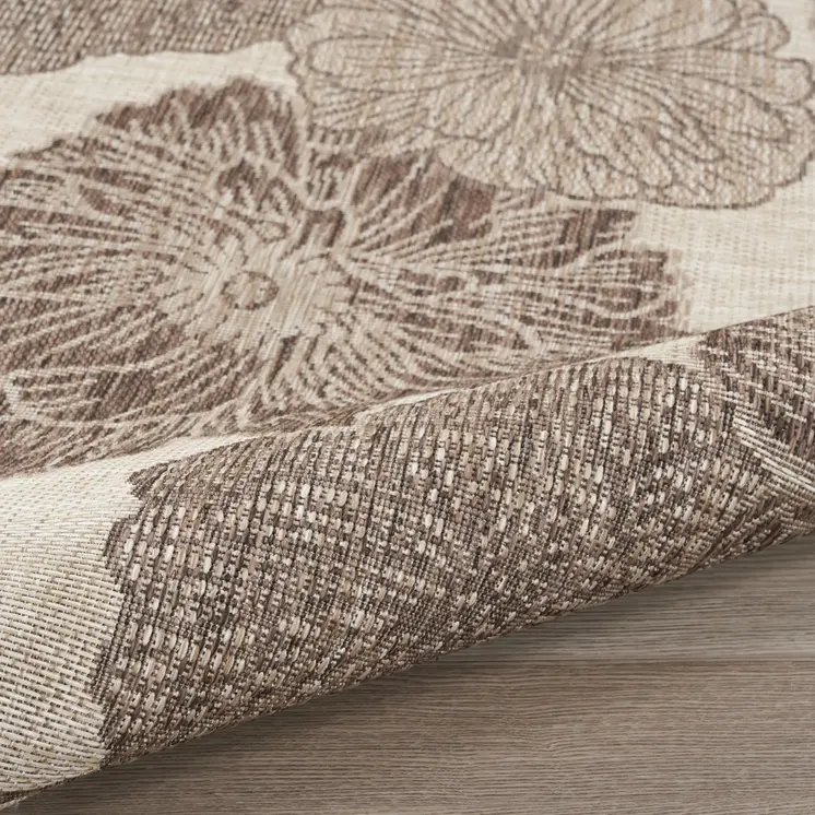 8' X 10' Taupe And Ivory Floral Indoor Outdoor Area Rug