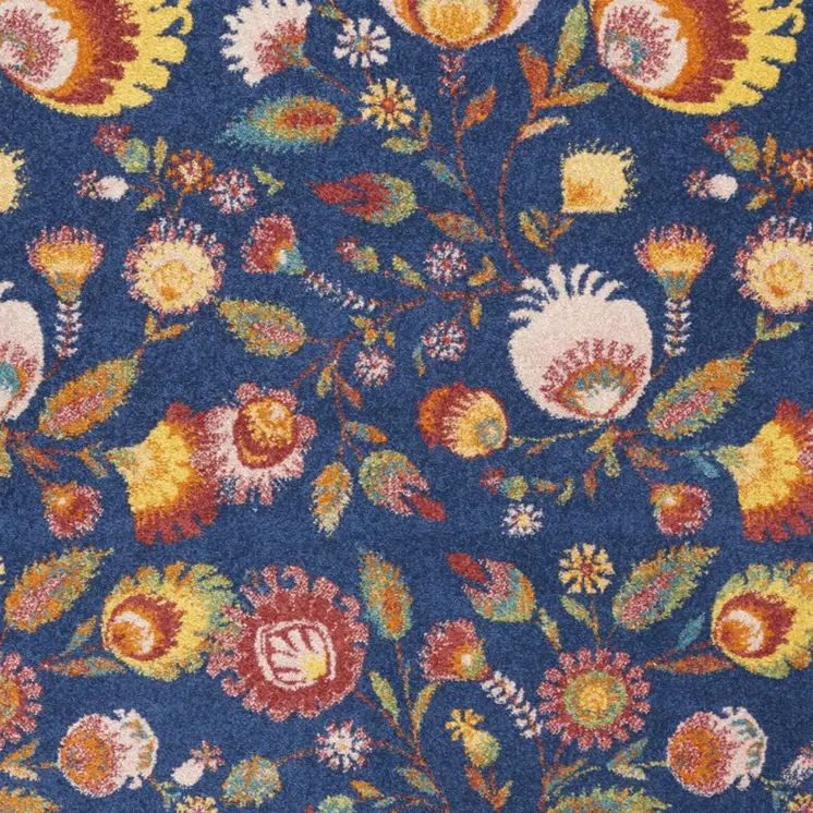 5' X 7' Blue and Yellow Floral Power Loom Area Rug