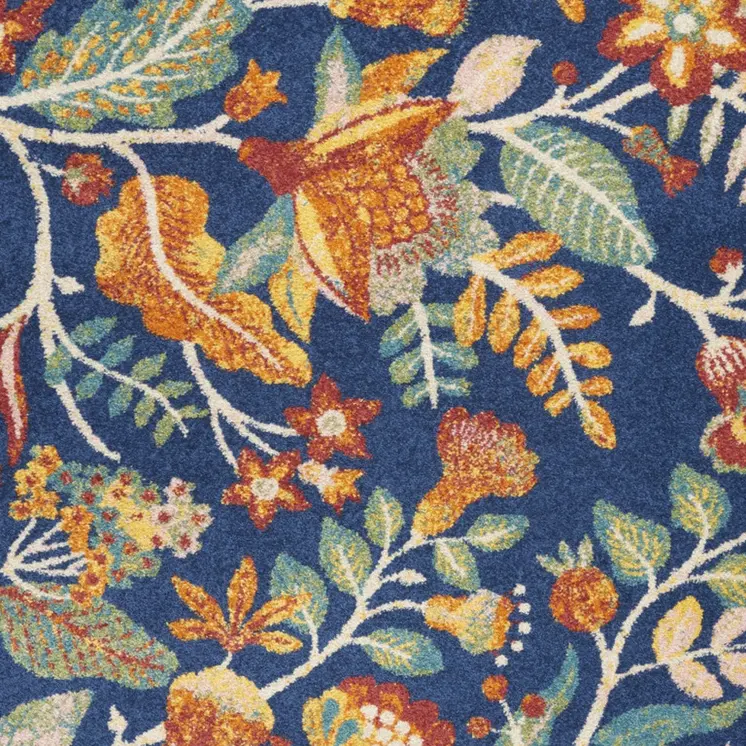 5' X 7' Blue and Yellow Floral Power Loom Area Rug