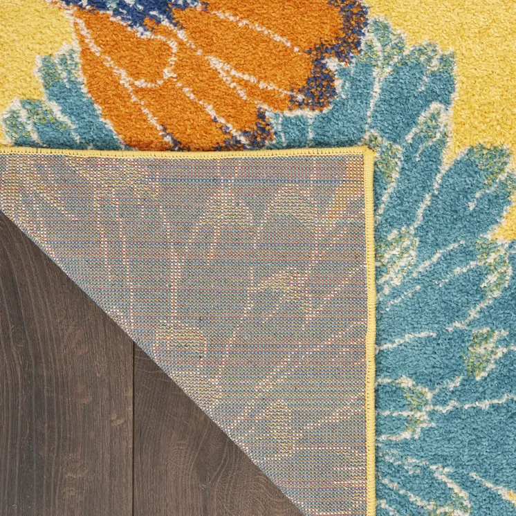 5' X 7' Yellow Floral Power Loom Area Rug