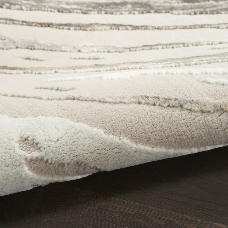 5' X 7' Beige Black and Gray Abstract Non Skid Area Rug