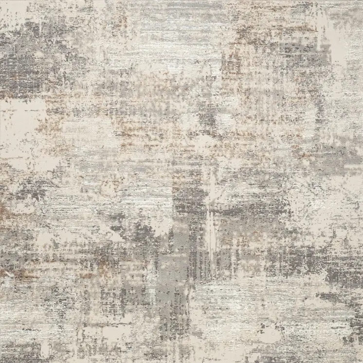 5' X 7' Beige Ivory and Gray Abstract Non Skid Area Rug