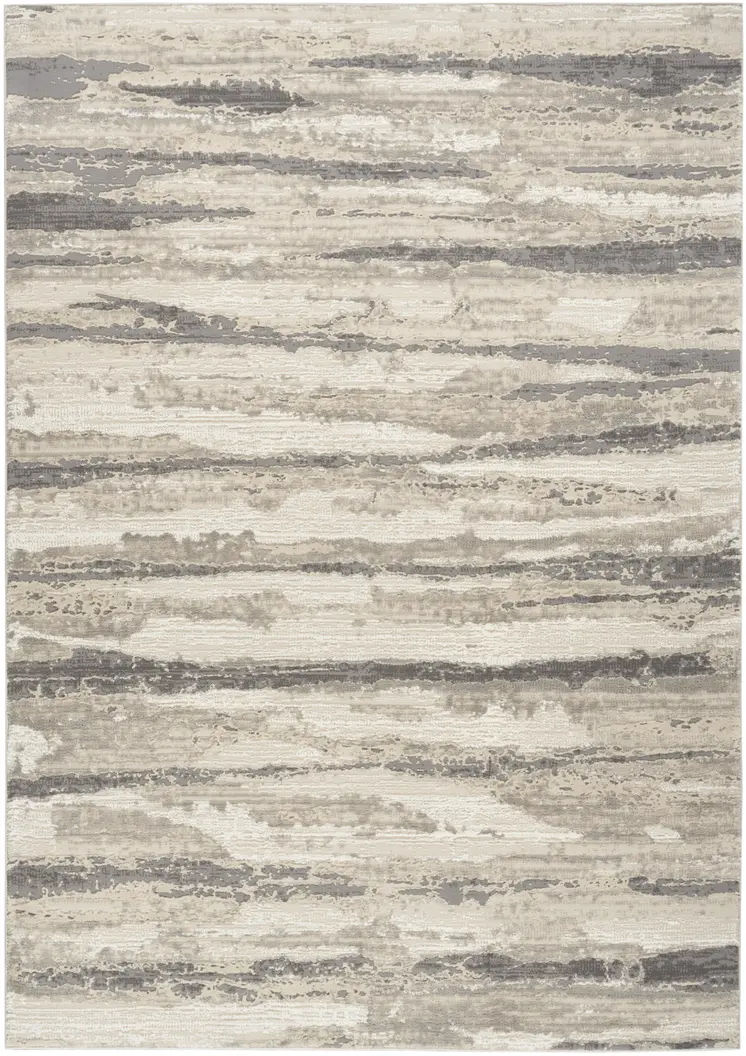 5' X 7' Ivory Beige and Gray Abstract Non Skid Area Rug