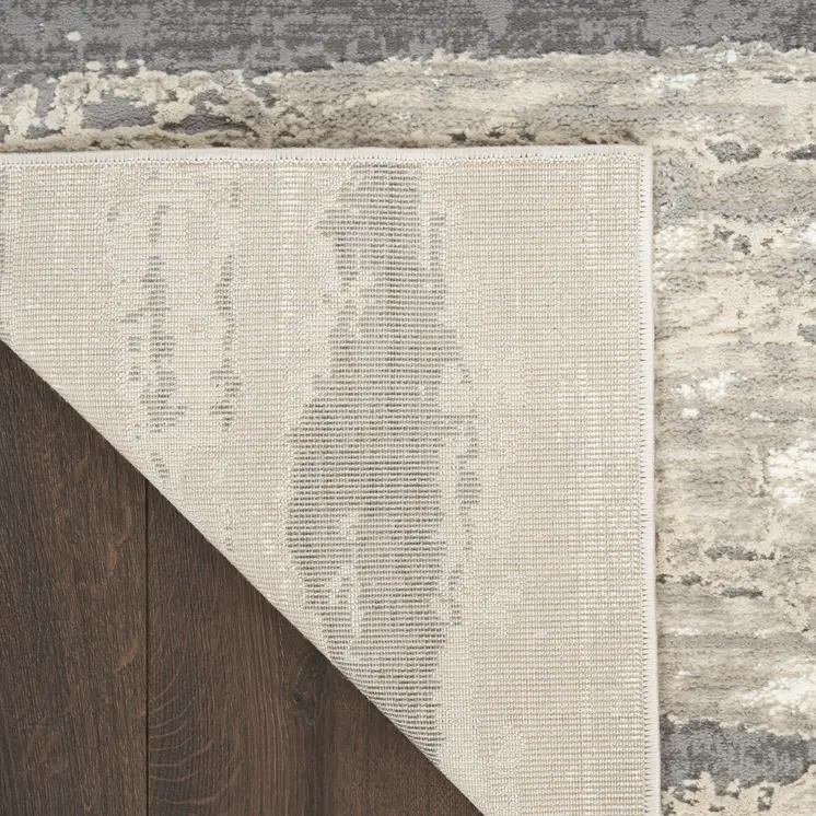 5' X 7' Ivory Beige and Gray Abstract Non Skid Area Rug